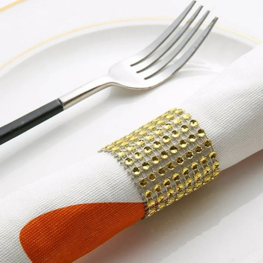 AMAZON 75 Piece Gold Rhinestone Napkin Rings - Picture 3 of 5